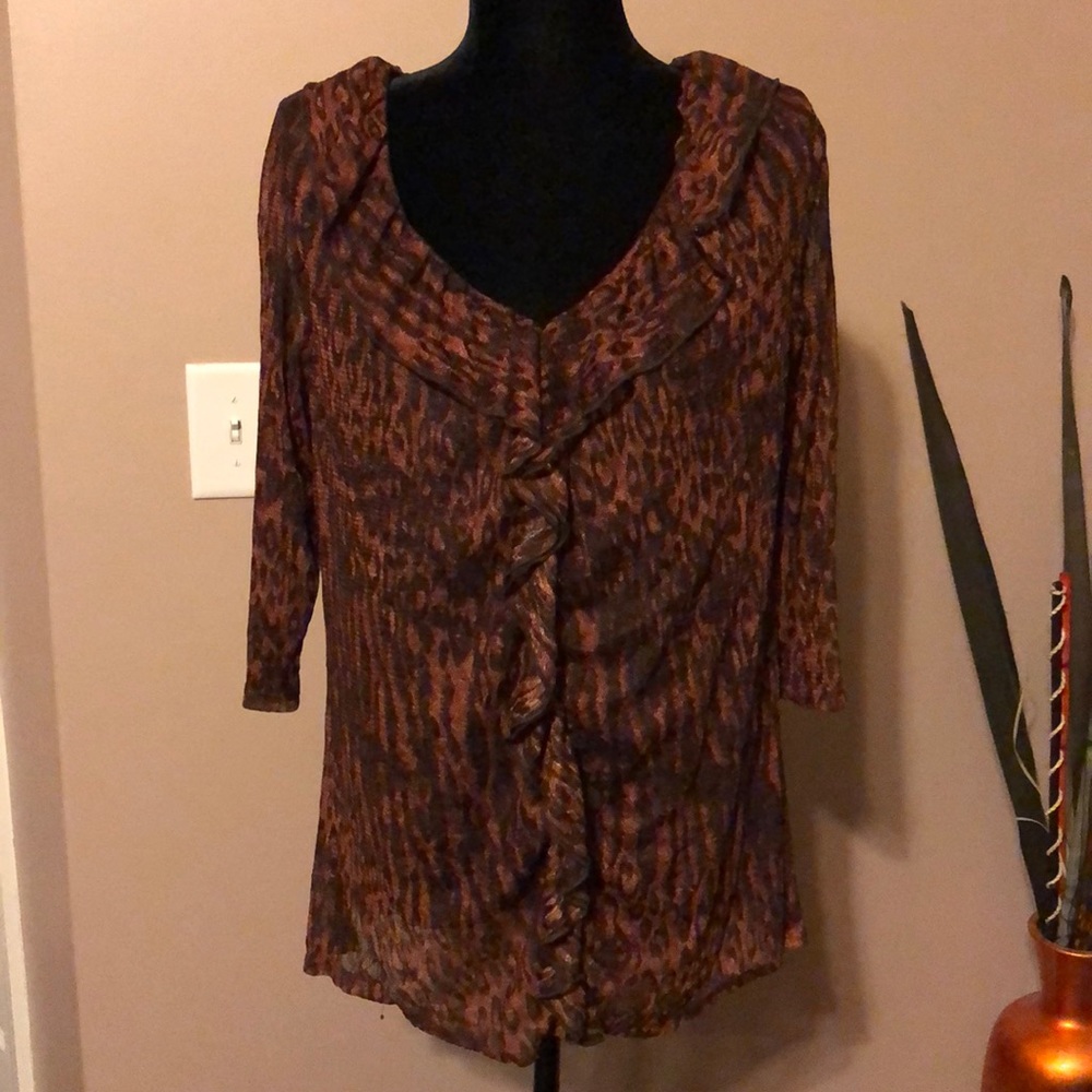 Ruffled Animal Print Blouse 🎉SALE🎉 Buy1get 1free